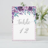 Numéros de table de mariage floraux violets et arg (Debout devant)