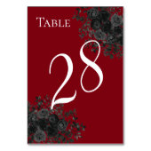 Numéros de table de mariage gothique Rose rouge et (Dos)