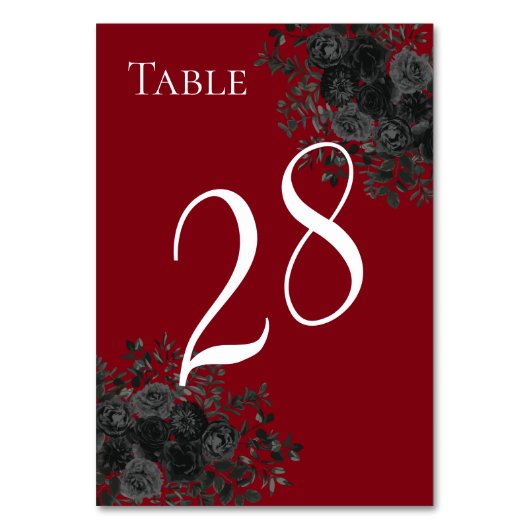 Numéros de table de mariage gothique Rose rouge et (Par défaut)