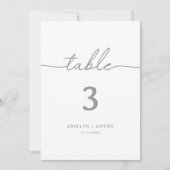 Numéros de table de mariage gris calligraphiés élé (Devant)