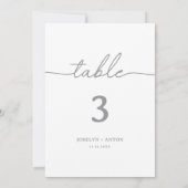 Numéros de table de mariage gris calligraphiés élé (Dos)