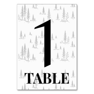 Numéros de table de mariage minimaliste en forêt