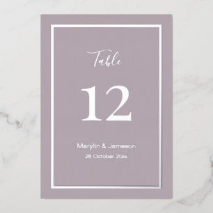 Numéros de table de mariage minimaliste mauve simp