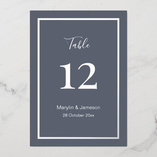 Numéros de table de mariage minimalistes simples g (Recto)