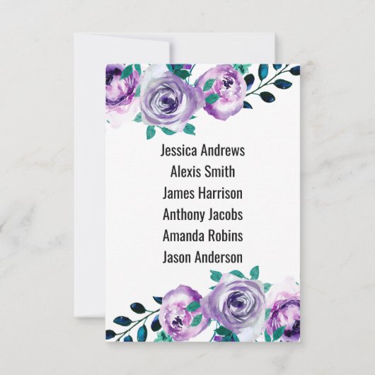 Numéros de table de mariage Mint & Purple Tableau  (Dos)