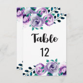 Numéros de table de mariage Mint & Purple Tableau  (Devant / Derrière)