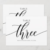 Numéros de table de mariage moderne - Calligraphie (Devant / Derrière)