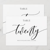 Numéros de table de mariage moderne - Calligraphie (Devant / Derrière)