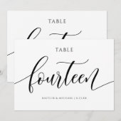 Numéros de table de mariage moderne - Calligraphie (Devant / Derrière)