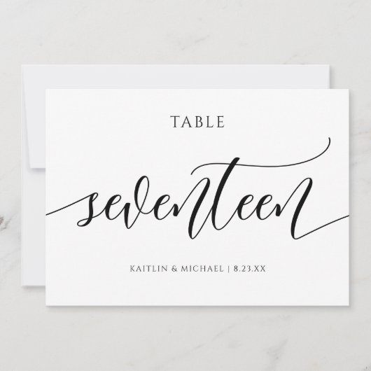 Numéros de table de mariage moderne - Calligraphie (Devant)