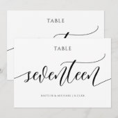 Numéros de table de mariage moderne - Calligraphie (Devant / Derrière)