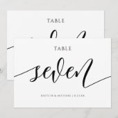 Numéros de table de mariage moderne - Calligraphie (Devant / Derrière)