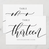 Numéros de table de mariage moderne - Calligraphie (Devant / Derrière)