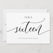 Numéros de table de mariage moderne - Calligraphie (Dos)