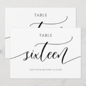 Numéros de table de mariage moderne - Calligraphie (Devant / Derrière)