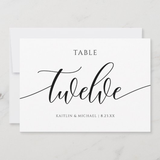 Numéros de table de mariage moderne - Calligraphie (Devant)
