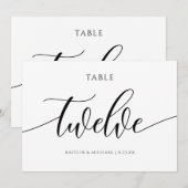 Numéros de table de mariage moderne - Calligraphie (Devant / Derrière)