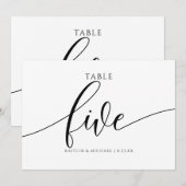 Numéros de table de mariage moderne - Calligraphie (Devant / Derrière)
