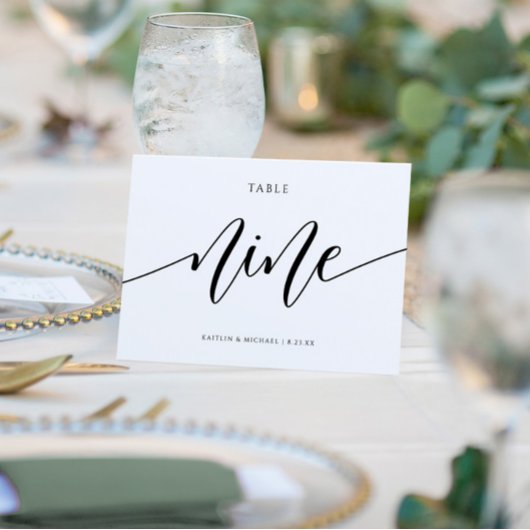 Numéros de table de mariage moderne - Calligraphie