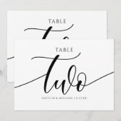 Numéros de table de mariage moderne - Calligraphie (Devant / Derrière)