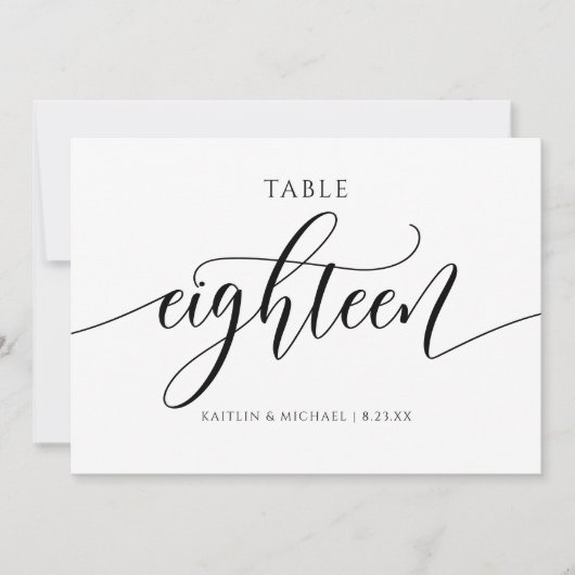 Numéros de table de mariage moderne - Calligraphie (Devant)