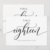 Numéros de table de mariage moderne - Calligraphie (Devant / Derrière)