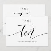Numéros de table de mariage moderne - Calligraphie (Devant / Derrière)
