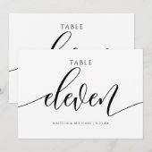 Numéros de table de mariage moderne - Calligraphie (Devant / Derrière)