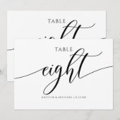 Numéros de table de mariage moderne - Calligraphie (Devant / Derrière)