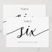 Numéros de table de mariage moderne - Calligraphie (Devant / Derrière)