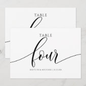 Numéros de table de mariage moderne - Calligraphie (Devant / Derrière)