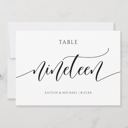 Numéros de table de mariage moderne - Calligraphie (Devant)