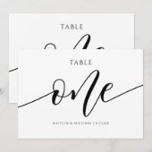 Numéros de table de mariage moderne - Calligraphie (Devant / Derrière)