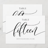 Numéros de table de mariage moderne - Calligraphie (Devant / Derrière)