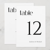 Numéros de table de mariage modernes et élégants 5 (Devant / Derrière)