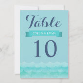 Numéros de table de mariage nautique bleu pastel e (Devant)