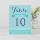 Numéros de table de mariage nautique bleu pastel e (Debout devant)