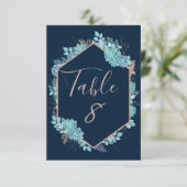 Numéros de table de mariage Navy Succulents & Rose (Debout devant)