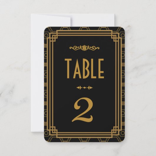 Numéros de table de mariage noir Art Déco (Devant)