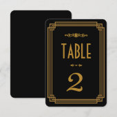 Numéros de table de mariage noir Art Déco simple (Devant / Derrière)