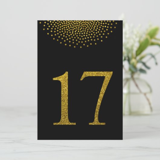 Numéros de table de mariage noir et or (Debout devant)
