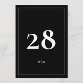 Numéros de table de mariage noirs Cadre blanc 5 x  (Devant)