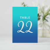 Numéros de table de mariage ombrés turquoise et bl (Debout devant)