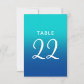 Numéros de table de mariage ombrés turquoise et bl (Dos)
