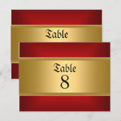 Numéros de table de mariage Or Rouge (Devant / Derrière)