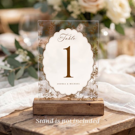 Numéros de table de mariage ovales marron vintage
