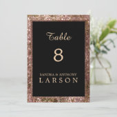 Numéros de table de mariage pailletés en or rose (Debout devant)