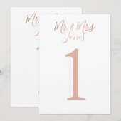 Numéros de table de mariage personnalisés en rose (Devant / Derrière)