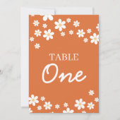 Numéros de table de mariage rétro Daisy Orange (Devant)