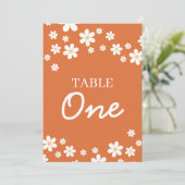 Numéros de table de mariage rétro Daisy Orange (Debout devant)